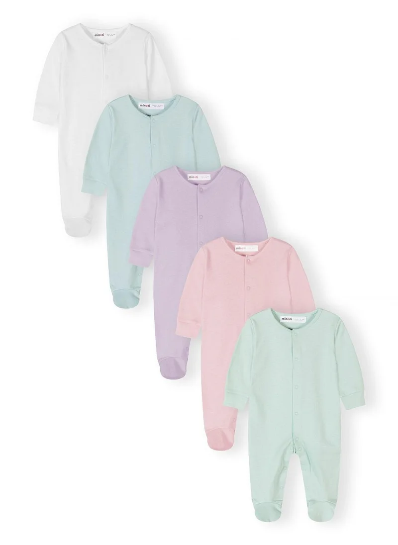 مينوتي baby sleepsuit 5-pack pastel mint lilac pink 0-24 months